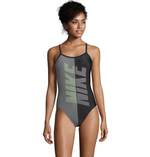 Badeanzug "Rift", Racerback, Cut-Out, Label-Print, für Damen, schwarz/grau, 42 bei Karstadt Sports Online