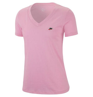 T-Shirt, V-Ausschnitt, Logo-Detail, für Damen, rosa, XS bei Karstadt Sports Online