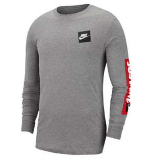 Langarmshirt, Ärmel-Print, Baumwolle, für Herren, grau meliert, XL bei Karstadt Sports Online