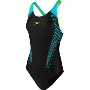 Damen Badeanzug Fit Laneback, schwarz/türkis, 42 bei Karstadt Sports Online