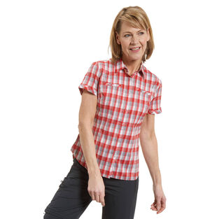 Outdoorbluse, Kurzarm, kariert, schnelltrocknend, für Damen, rot/weiß kariert, 36 bei Karstadt Sports Online