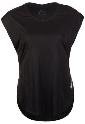 Dri-Fit Runningshirt "City Sleek", Swoosh-Logo, versiegelte Nähte, für Damen, schwarz, L bei Karstadt Sports Online