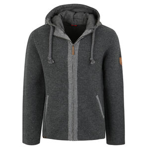 Strickjacke "Schäferalm", abnehmbare Kapuze, Wollanteil, für Herren, anthrazit, 48 bei Karstadt Sports Online