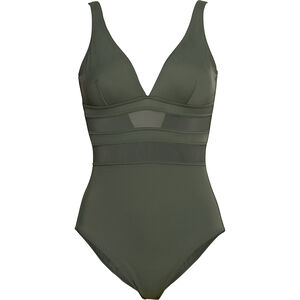 Badeanzug, mit Netzeinsätzen, für Damen, oliv, 38B bei Karstadt Sports Online