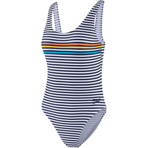 Badeanzug, hoher Beinausschnitt, Streifen-Design, für Damen, navy/weiß, 36 bei Karstadt Sports Online