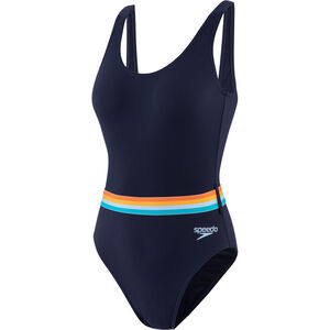 Badeanzug, Retro-Look, Taillenbund, Ripp-Stretch, für Damen, navy, 36 bei Karstadt Sports Online