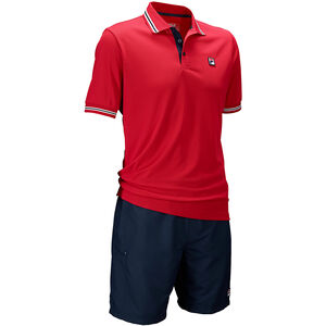 Herren Tennispolo Button Piro, rot, M bei Karstadt Sports Online