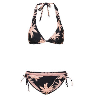 Bikini, Neckholder, Muster-Print, für Damen, schwarz/rosé, 42 bei Karstadt Sports Online