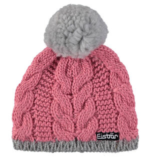 Mütze "Kiana Pompon", Zopfmuster, Bommel, Woll-Anteil, Fleecefutter, für Kinder, pink/grau, 55 bei Karstadt Sports Online