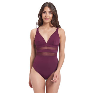 Badeanzug, uni, Netz-Details, tiefer Rückenausschnitt bei Karstadt Sports Online