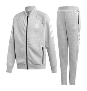 Jungen Trainingsanzug, hellgrau meliert/weiß, 176 bei Karstadt Sports Online