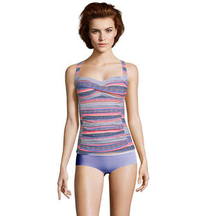 Tankini, Einlage, kreuzende Träger, Allover-Print, Raffung bei Karstadt Sports Online