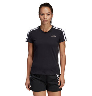 T-Shirt "Essentials 3-Streifen", Baumwolle, für Damen, schwarz/weiß, S bei Karstadt Sports Online