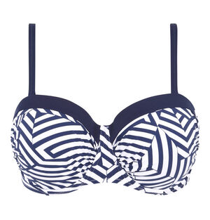 Bikini Oberteil, wattiert, Medium support, Bügel, Streifen, abnehmbare Träger, blau/weiß, 42D bei Karstadt Sports Online